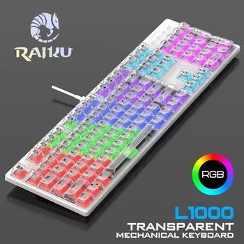 Проводная Прозрачная Механическая Клавиатура RAIKU L1000 С красочной подсветкой для игр и офиса для систем Microsoft Windows и Apple IOS