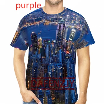 Ночь в городе, Винтажные футболки с 3D принтом и коротким рукавом, Топы, Мужская футболка в стиле Хип-хоп С круглым вырезом, Camiseta
