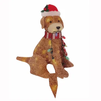 Рождественские гирлянды для собак, гирляндное украшение двора, прекрасная собака Санта с гирляндой для дома, Газон, дорожка, Проход