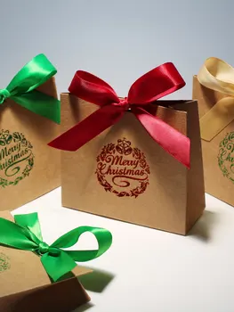 Подарочные коробки и пакеты Merry Christmas с лентой для упаковки печенья и конфет Роскошные пакеты для рождественских подарков
