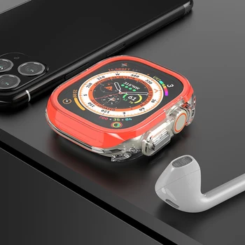 Силиконовый Чехол для Apple Watch Ultra 49 мм Корпус 45 ММ Рамка Защитный Бампер Резиновый iWatch Series 9 8 7 SE 44 мм 41 ММ Аксессуары