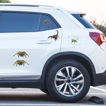 3D наклейка на автомобиль с изображением ящерицы-паука, Скорпиона, животного узора, Наклейка на окно, зеркало, бампер, Водонепроницаемое украшение автомобиля с высоким содержанием клея