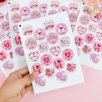 72шт розовых наклеек с сердечками на День Святого Валентина, подарочных коробок, этикеток, наклеек, скрапбукинга для упаковки канцелярских принадлежностей, наклеек