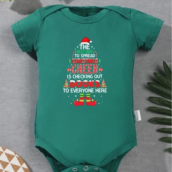 Детская одежда, боди для мальчиков и девочек, милый комбинезон для новорожденных, короткий рукав, Зеленый, креативный, с Рождественским принтом, одежда для малышей