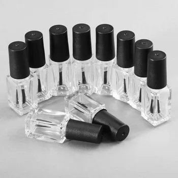 10 шт./лот, 5 мл, прозрачный стеклянный флакон для лака для ногтей, средство для макияжа, пустые косметические контейнеры, стеклянный флакон для ногтей с кисточкой