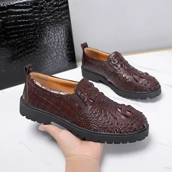 Оригинальные туфли из крокодиловой кожи ручной работы Sipriks, Лоферы без застежки, мужская обувь для джентльменов, Высококачественная деловая обувь для мужчин