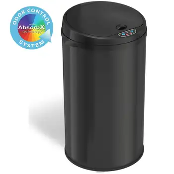 Круглый дезодорант на галлон, матовый черный датчик из нержавеющей стали, мусорное ведро для мусора