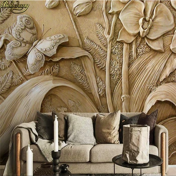 beibehang Фотообои на заказ фреска 3D с трехмерным тиснением орхидея бабочка фон обои papel de parede