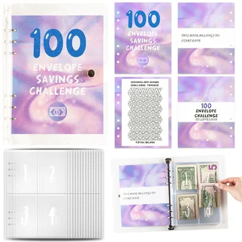 100 конвертов Challenge Binder Простой и увлекательный способ сэкономить 5050 долларов США Бюджетный биндер Savings Challenge Binder с конвертами для наличных денег