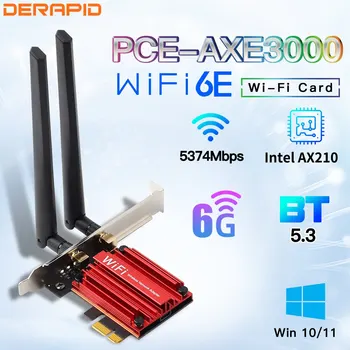 WiFi6E Intel AX210 Bluetooth 5,3 Трехдиапазонный 2,4 G/5 ГГц/6 ГГц WiFi Карта 802.11AX AX200 PCI Express Беспроводной Сетевой Адаптер ПК