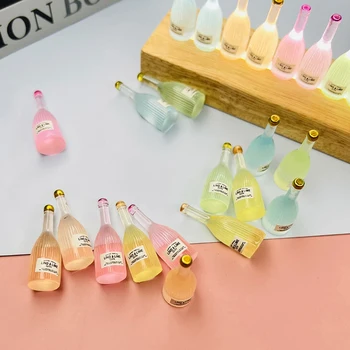 Миниатюрные бутылочки для напитков в виде кукольного домика из 3шт, светящиеся мини-бутылки для вина, пива, украшения для кухни, Аксессуары для игрушечной комнаты