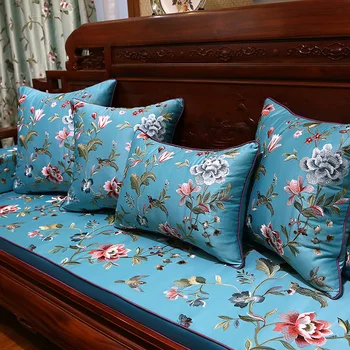 Вышитый чехол для подушки, роскошный Новый китайский стиль, Цветы, Птицы, наволочка, гостиная, спальня, Домашняя декоративная подушка для дивана