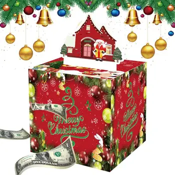 Денежная коробка на день рождения и Рождество Подарочная коробка на день рождения с денежным рулоном, Рождественская коробка Санта-Клауса с сюрпризом для детей и взрослых