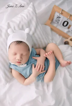 Одежда для фотосъемки новорожденных белая шляпа синяя одежда подушка в полоску аксессуары для студийной съемки