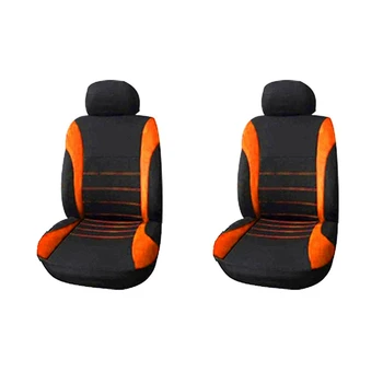 2X чехлов для передних автомобильных сидений, готовых к подушке безопасности, спортивных ковшеобразных сидений, автомобильных чехлов для сидений (черный + оранжевый)