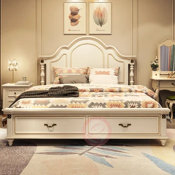 Роскошная кровать, стеганые одеяла, Современные двуспальные кровати размера King Size, двухместные подушки, комплекты садовой мебели Letto Matrimoniale