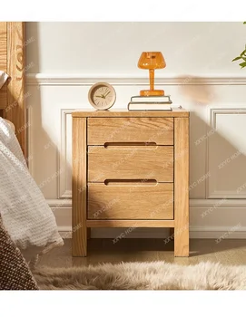 Прикроватный столик из массива дерева, Скандинавский дуб, Небольшой боковой шкафчик, Современный минималистичный шкафчик для спальни