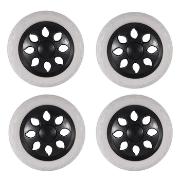 4X Черно-белые ролики колеса тележки для покупок из пенопласта с пластиковым сердечником