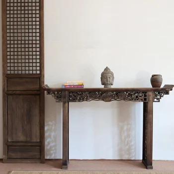 Китайский стиль, длинный узкий стол, ретро Алтарь, Святилище Будды, консоль из массива дерева, украшение полки в среднем зале