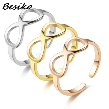 Besiko, Новое Модное Простое Регулируемое кольцо из титановой стали, Кольца из нержавеющей стали Infinity, Модные украшения для женщин и мужчин