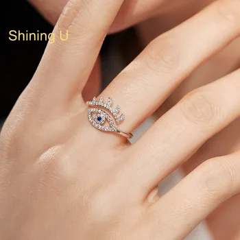 Серебряное кольцо с открытым глазом Shining U S925 для женщин, ювелирные украшения с платиновым покрытием, Подарок на Новый Год