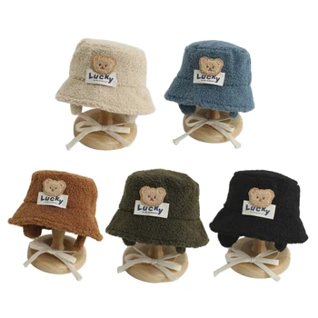 Зимняя Мультяшная детская панама, мягкая и удобная Рыбацкая шапка из овечьей шерсти, Модная и функциональная шапка для мальчика и девочки