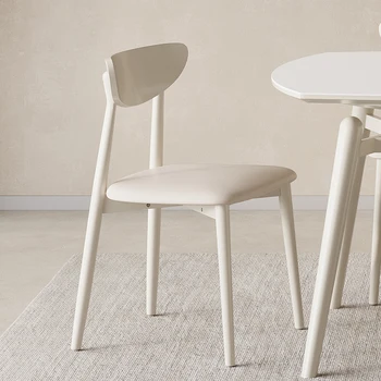 Обеденные стулья Nordic Cream Wind, Современный итальянский минималистичный кожаный Арт-класс, Белый стул из массива дерева, Легкое роскошное кресло для макияжа