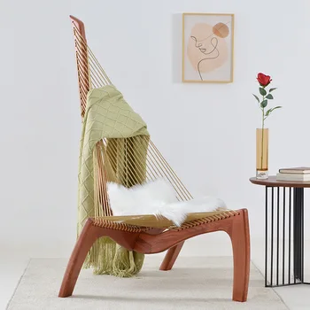 Дизайнерская модель Креативное Художественное кресло для отдыха в отеле с проживанием в семье, кресло для игры во дворе виллы, кресло для пианино, Скандинавский парусный стул из массива дерева