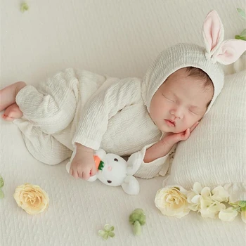 Реквизит для фотосъемки новорожденных, наряд Кролика в шляпе, подушка для позирования, Одеяло, Фотосессия, Студийная съемка, Реквизит для фотосъемки.