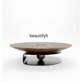Скандинавский минимализм Тихий Ветер Круглый Металлический чайный столик из массива дерева Диван в гостиной Столик для маленькой квартиры