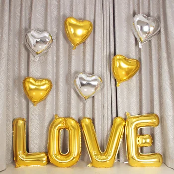 воздушный шар из алюминиевой фольги с любовным письмом, 7шт, Цельный Мембранный Латексный декор, свадьба, День Святого Валентина, Реквизит для фотобудки, декор