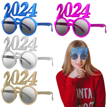 Цифровые забавные солнцезащитные очки для новогодней вечеринки 2024 года, 4шт, моделирующие Ношение глаз, Принадлежности для кануна года, Используйте Очки, Реквизит для очков