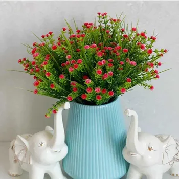 Одна ветка искусственного растения, декоративная трава, цветы, трава, пластиковый цветок для свадебного туалета, прикроватные тумбочки, декор рабочего стола