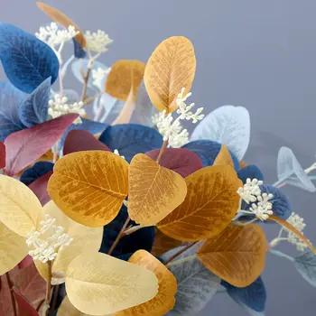 2шт Ветка шелкового эвкалипта Декор Листья эвкалипта Цветочная композиция искусственные цветы поддельное растение
