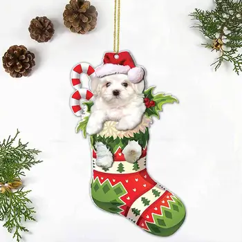 1 ШТ. серия 2D Plane Fun Pet Dog Подвесное украшение для Рождественской елки Креативные подвески для домашних собак для домашнего рождественского 2024 Новогоднего декора