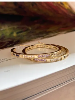 Серьги-кольца LONDANY, инкрустированные сверкающими серьгами светло-золотого цвета
