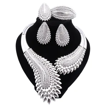 Итальянский комплект ювелирных изделий CYNTHIA с позолотой, модные украшения серебряного цвета, ожерелье и серьги из хрусталя, браслет и кольцо Для женщин