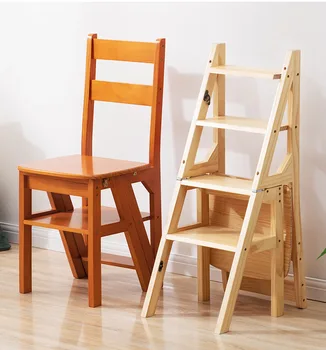 Стул-лестница из массива дерева, бытовой стул-лестница, складной стул-лестница двойного назначения, педаль для лазания в помещении, многофункциональная лестница