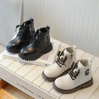 2023 Новые модные ботинки для девочек с боковой молнией, крутые универсальные детские ботильоны, нескользящие, дышащие зимние ботинки, новые детские снегоступы