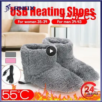 1-5 шт. Зимняя USB-грелка Для ног, плюшевые теплые электрические тапочки, Моющаяся Электрическая обувь с подогревом, грелка для ног, Нагревательные стельки
