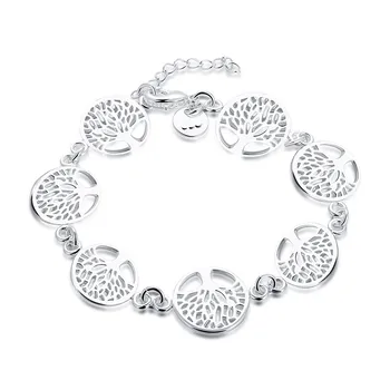 Новый свадебный браслет из стерлингового серебра 925 пробы красивые цветы дерева для женщин классические модные украшения оптом 20 см Благородный
