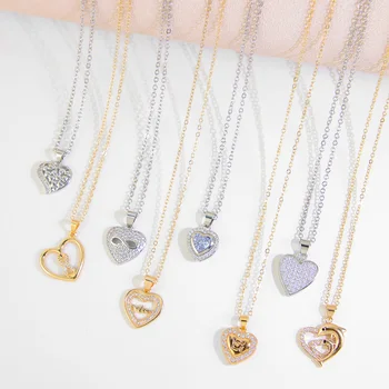 Ожерелье с циркониевой подвеской в форме сердца для женщин, полые Элегантные ожерелья Infinity Fashion из нержавеющей стали, роскошные подарки для девочек