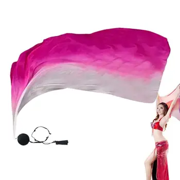 Многоцветная танцевальная шелковая вуаль Poi Красочные шелковые флаги Poi С шариком Poi, Растяжки Poi Ball, уникальные ленты для флага постепенных цветов