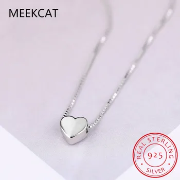 Модное минималистичное ожерелье с подвеской в форме сердца из стерлингового серебра 925 пробы, милое очаровательное ожерелье для женщин