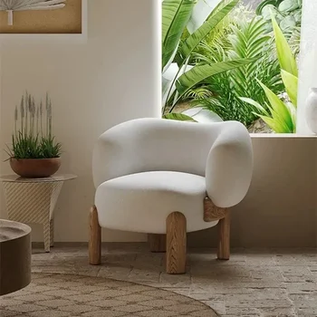 Диваны для гостиной Nordic Single Ins Кресло Балкон Кресло для отдыха из массива дерева Шезлонг Креативный Ленивый диван Мебель для дома